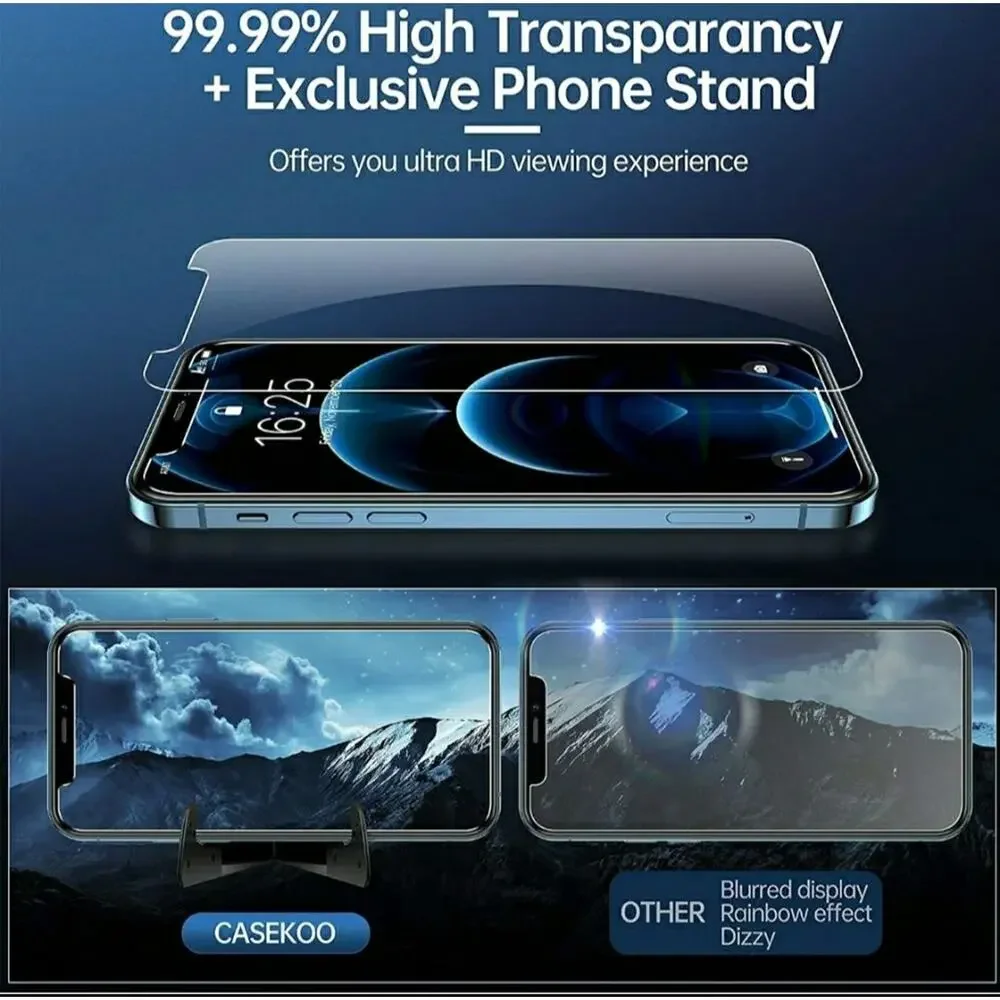 iPhone 12 Pro Max Screen Protector (2)  and Phone Stand
